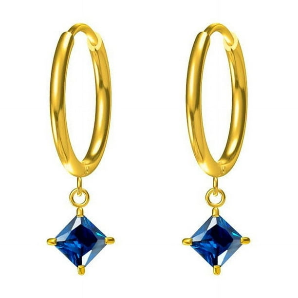 Nvzi Pendientes - Pendientes colgantes exquisitos, pendientes de mujer con circonitas - Azul oscuro