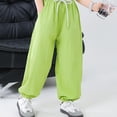 thumbnail image 6 of dazeni Boy Sweatpants Joggers Pants with Pockets Kids Lightweight Quick Dry High Waiste Drawstring Athletic Pants for Summer Outdoor Green 170, 6 of 7