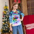 thumbnail image 6 of YUNAFFT Girls Christmas Print Casual 3/4 Sleeve Round-Neck Blouses & Shirts Cotton-Like Comfort Fit Elastic 4-14Y, 6 of 7