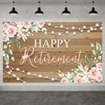 thumbnail image 3 of Floral Theme Retirement Banner Pink Happy Retirement Banner String Lights Wood Background Party Banner for Retirement Party Office Celebration Photo Shoot, 3 of 8