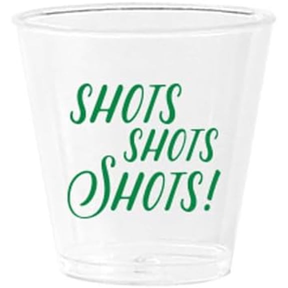 Shots Shots 12 oz Clear and Green Shot Glass, Set of 12