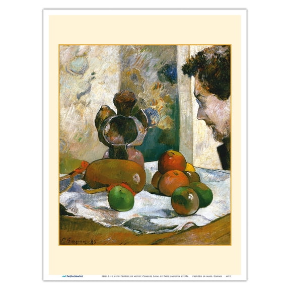 Still Life with Profile of French artist Charles Laval - From an Original Color Painting by Paul Gauguin c.1886 - Master Art Print (Unframed) 9in x 12in