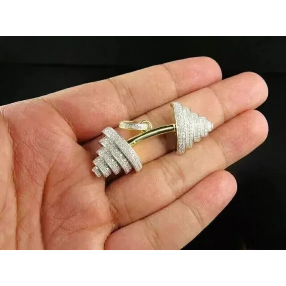 2.00Ct Round Cut Simulated Diamond Cluster Men's Charm Pendant 14K Yellow Gold Plated 925 Sterling Silver