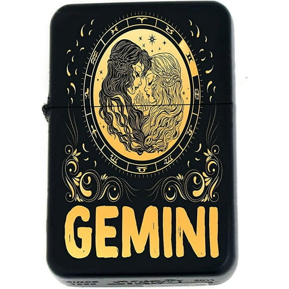 Birthday Zodiac Signs, Horoscope Symbols, Astrology Icons Collection Gifts Infinity Black Matt Windproof Lighters! (Gemini)