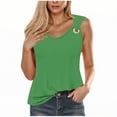 thumbnail image 2 of Plus Size Tank Tops for Women Sleeveless Round Neck Solid Color Camisole T-shirt Loose Tank Green XXL, 2 of 4