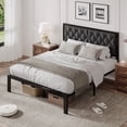 thumbnail image 2 of Bolvdo Bed Frame with Linen Upholstered Headboard, Queen, Metal Support, No Box Spring Needed, Grey, 2 of 7