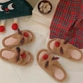 thumbnail image 5 of Christmas Slippers Adult Cute Cartoon Design Fuzzy Slippers Santa Reindeer Homewear Indoor Warm Winter Shoes Christmas Gifts #07 Coffee & Size 10.5, 5 of 9