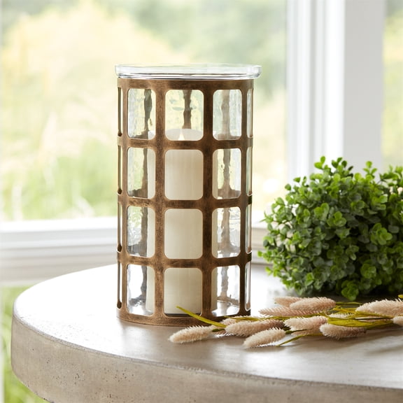 Melrose International LLC Candle Holder 7.5"D x 12.5"H Iron/Glass