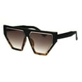 thumbnail image 2 of Womens Retro Flat Top Futuristic Mod Squared Cat Eye Sunglasses Black Tortoise Brown, 2 of 4