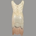 thumbnail image 2 of YYDGH Plus Size 1920s Vintage Fringed Sequin Beaded Tassels Hem Flapper Dress for Women Cocktail Party Dresses Beige XXL, 2 of 4