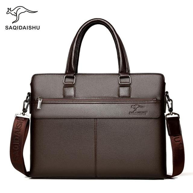 Black 15-Inch Large Capacity Multi-Compartment Laptop Bag Zipper Bag Pu  Leather Men's Business Briefcase Computer Bag For White-Collar Business  Travel Work Commuting