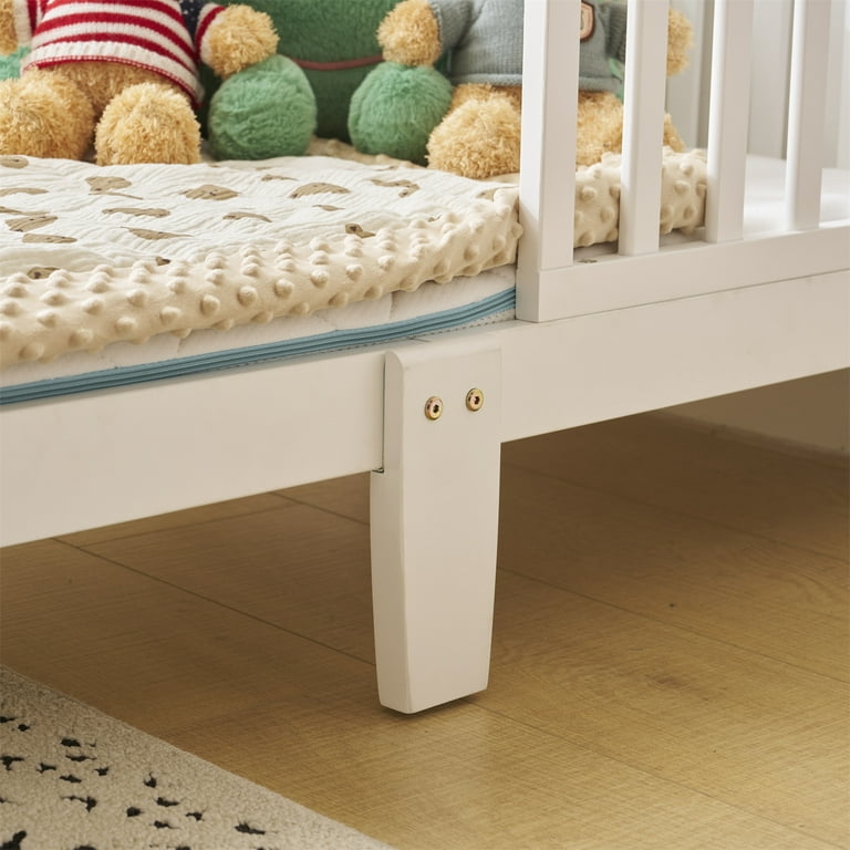 Ktaxon Wooden Toddler Bed, Safety Guardrails, Contemporary Design