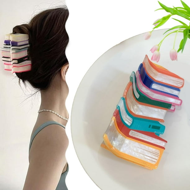 Pinzas para el pelo con forma de libro divertidas: pinza para el pelo con forma de libro nueva de 2025, pinza para el pelo con forma de libro, pinzas para el pelo para profesores, pinzas para el pelo