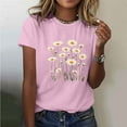 thumbnail image 2 of Sexlip Womens Short Sleeve Blouse Multiple Daisies Print Crew Neck Loose Sleeve Soft Fabric Relaxed Silhouette for Daily Leisure Pink XXXL, 2 of 5