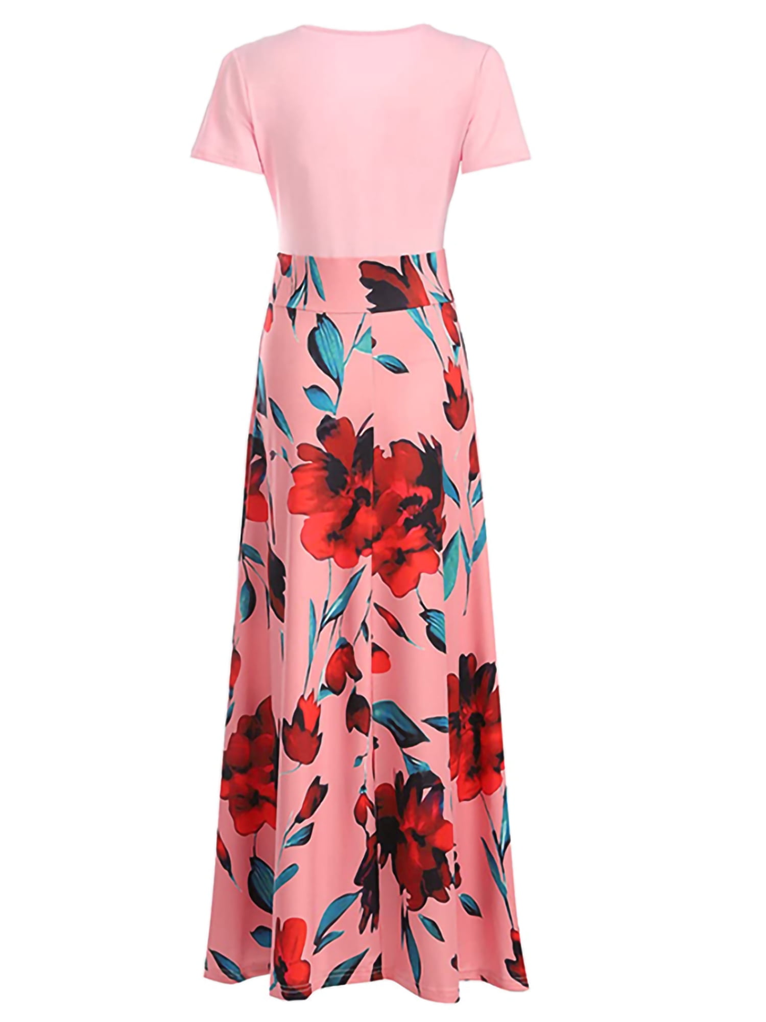 Frontwalk Ladies Long Dress Short Sleeve Maxi Dresses Crew