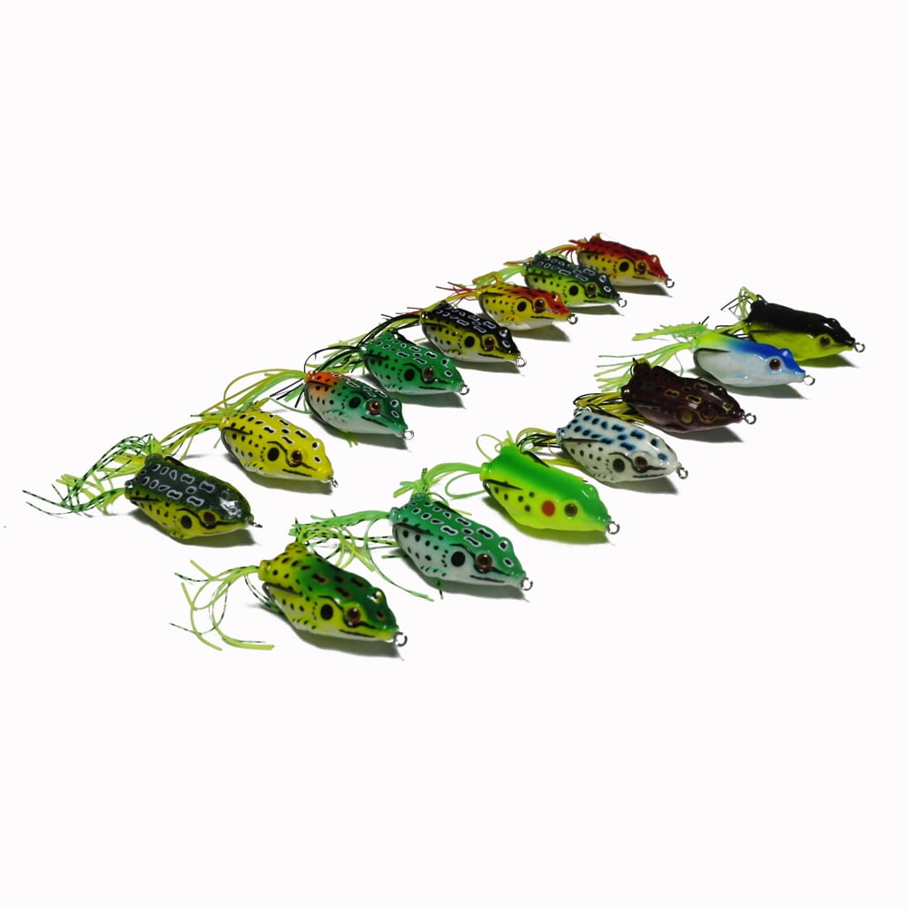20Pcs Rubber Frog Fishing Lures Topwater Bait Hooks 5.5cm/2.1'' With individual Box