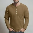 thumbnail image 4 of Lumtrix Mens Waffle Henley Shirts Long Sleeve T Shirts Casual Fall T-Shirt Lightweight Button Down Crewneck Sweatshirt Pullover Light Brown XL, 4 of 8