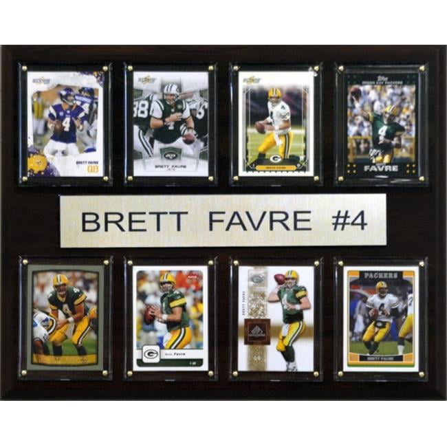 Set of 4 Bret Favre Trading Card & Mini-Helmet Display s -Falcons Packers Vikings Jets