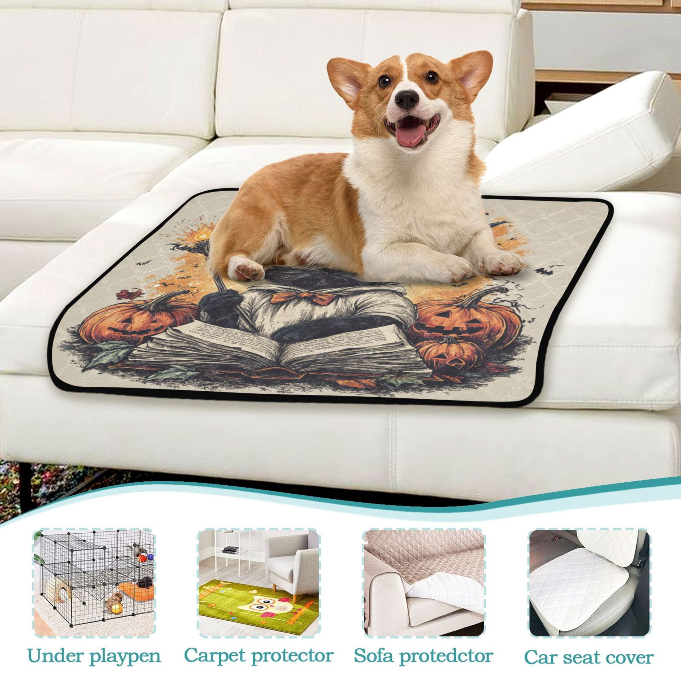 Washable Pet Pee Pads with Super Absorbent Reusable Training Pads for Dogs & Cats Black Cat