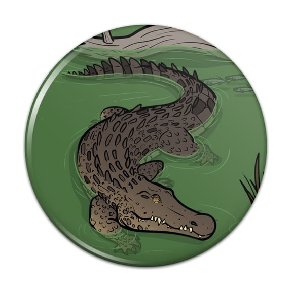 Crocodile in Swamp Pinback Button Pin