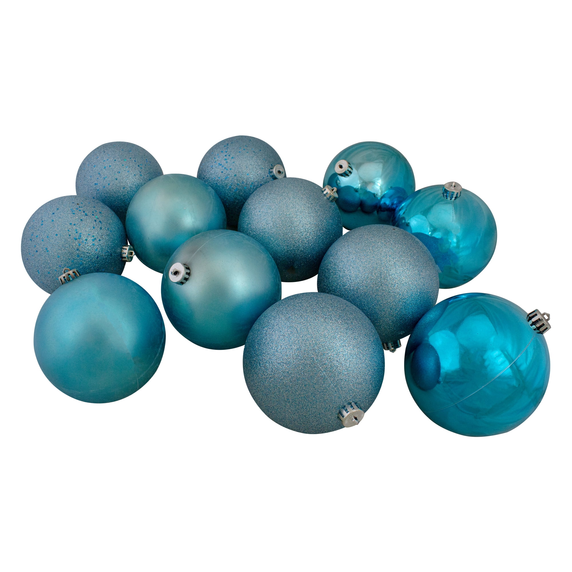 12ct Turquoise Blue Shatterproof 4-Finish Christmas Ball Ornaments 6 ...