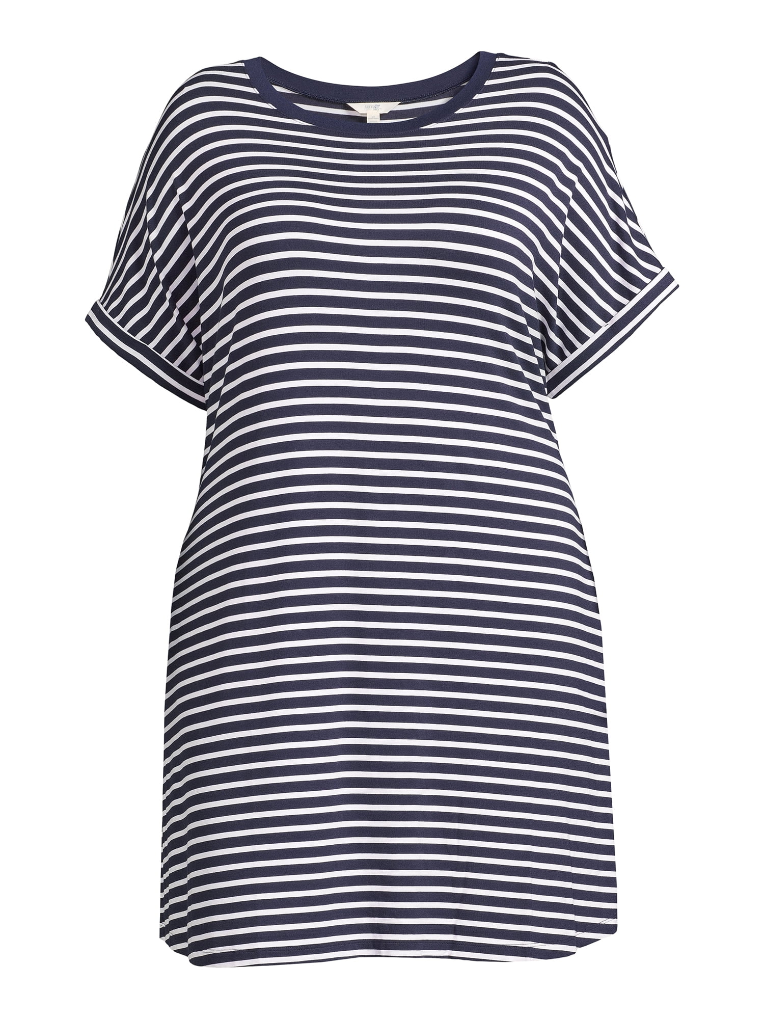 Terra & Sky Women's Plus Size Roll Cuff T-Shirt Dress