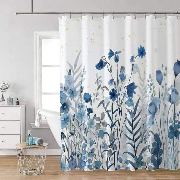 Blue-Green Leaves Shower Curtain