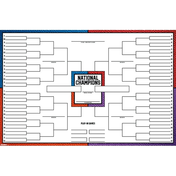 Collegiate - 68 Team Bracket Wall Poster, 22.375" x 34"