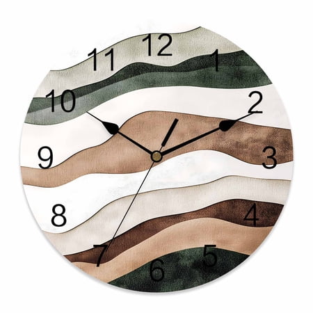 10 Inch Abstract Wave Texture Wall Clock, Vintage Brown Turquoise Bump Battery Operated Silent Non Ticking Clocks, Easy to Read Round Wall Clock for Kitchen/Living Room/Bedroom/Bathroom