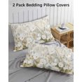 thumbnail image 3 of Floral Flower Pillow Covers Queen Size 2 Pack, Modern Oil Painting Watercolor White Soft Bed Throw Pillowcases Breathable Cooling Long Lumbar Body Pillow Sham Cover for Bed Sofa 20''x30'', 3 of 7