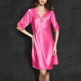 thumbnail image 4 of Bigersell Club & Night Out Dresses Summer Female V-Neck Short Sleeve Above Knee Sleep Dress Style D-101 Formal Dresses Ladies Short Plus Size Summer Dresses , Hot Pink XXL, 4 of 5