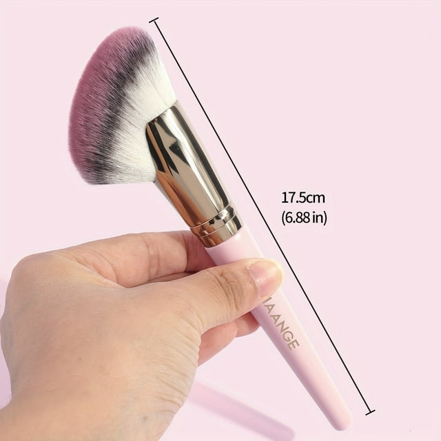 Premium Oval Nylon Bristle Angled Kabuki Brush - Expert Face Contouring and Highlighting Tool for Creams and Powders - Soft, Unscented, and Gentle on All Skin Types