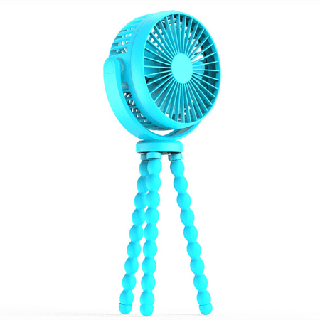 

Handheld Fan Battery Operated Small Stroller Fan with Flexible Tripod Clip-on for Baby USB Rechargeable and Handheld Cooling Plugged(Blue)
