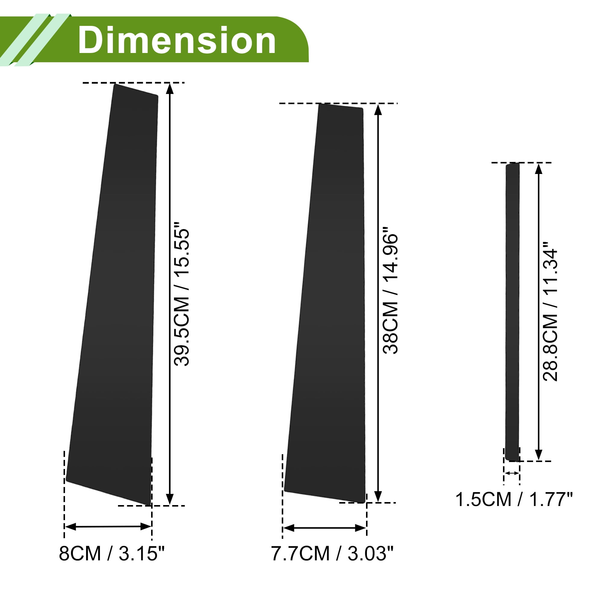 Unique Bargains Door Pillar Window Trim for Chevy Malibu 2008-2012 Sticker 6 Pcs Black