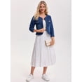 thumbnail image 7 of DARING DIVA Women's Collarless Cardigan 3/4 Sleeve Jean Jacket XL Dark Blue, 7 of 7