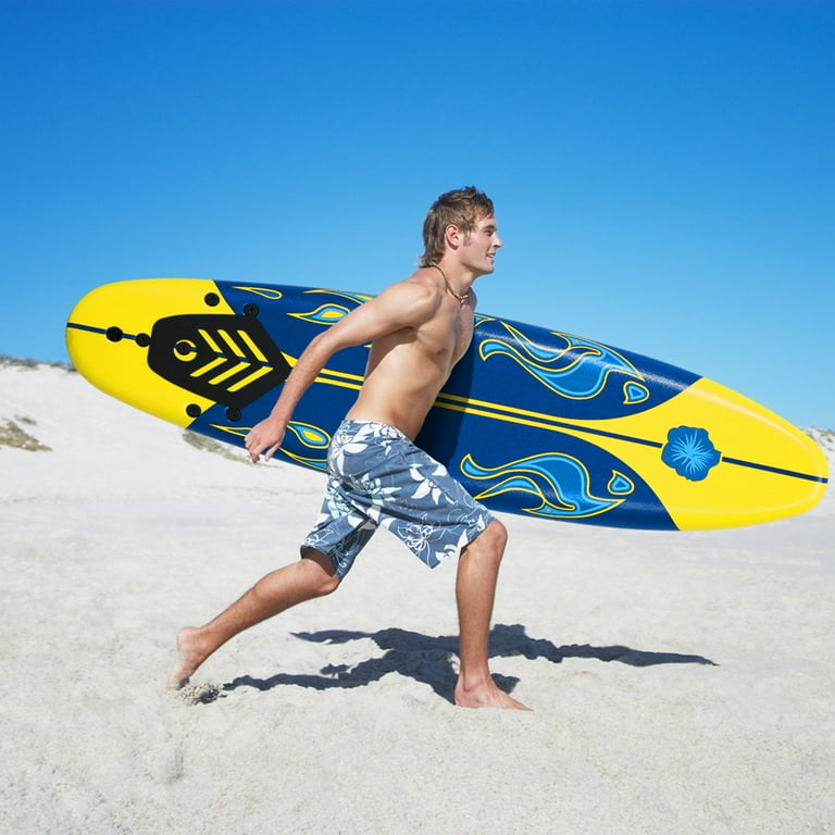 Gymax 6ft Surfing Body Board w/ 3 Removable Fins Safety Leash
