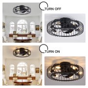 20 inch Industrial Black Caged Ceiling Fan with Lights,Modern 6-Light Light Fixture with Remote Control,5 ABS Blades Reversible 6-Speed for Bedroom,Kitchen.