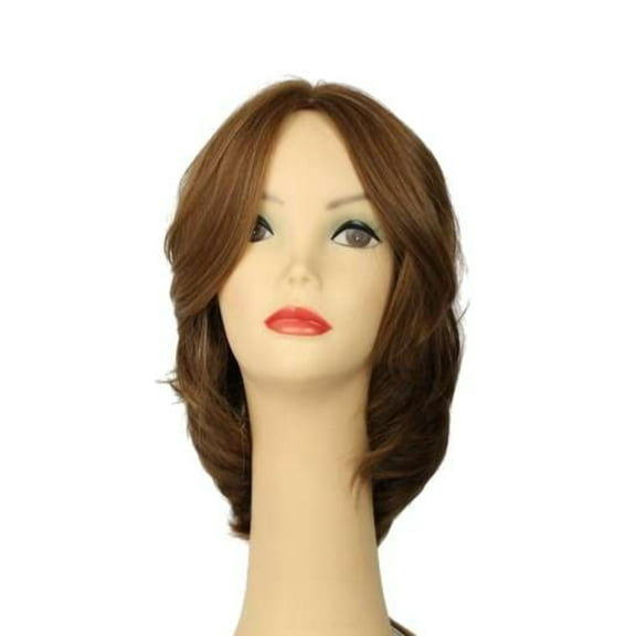 European Human Hair Freeda Wig Shlomit Light Brown With Reddish/Blonde Highlights Skin Top Size L