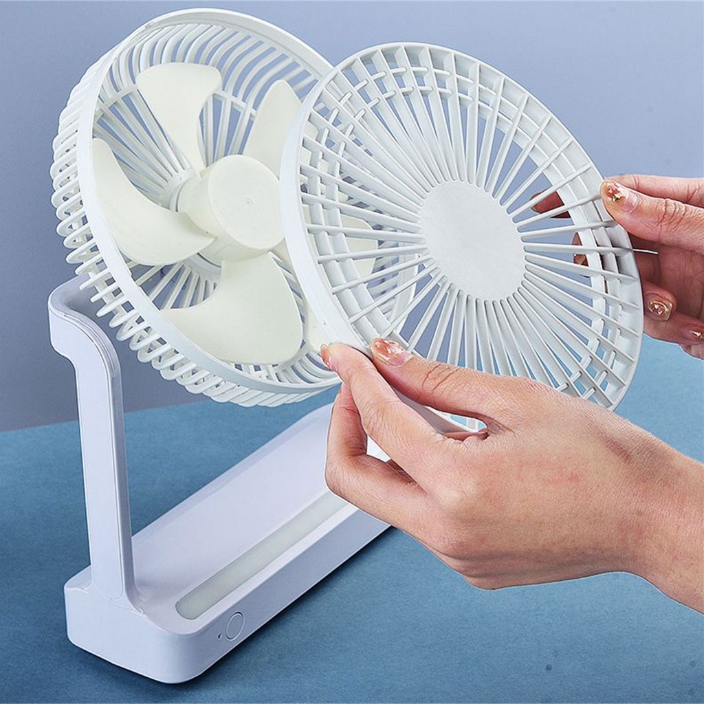USB Rechargeable Portable Electric Fan Air Cooler with Light Desktop Ventilator