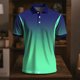 thumbnail image 1 of Ceisia Men's Blue Green Gradient Polo Shirts, Regular Fit Short Sleeve Turndown Collar Casual Summer Tops Gifts, 1 of 5