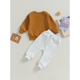 thumbnail image 5 of Elippeo Toddler Boy Autumn Clothes 6M 12M 18M 24M 3Y Letter Print Long Sleeve Sweatshirt Elastic Waist Pants 2Pcs Outfit, 5 of 10