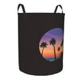 thumbnail image 2 of XMXT Collapsible Laundry Basket, Sunset Coconut Tree Illustration Waterproof Laundry Hamper, 62L Black, 2 of 8