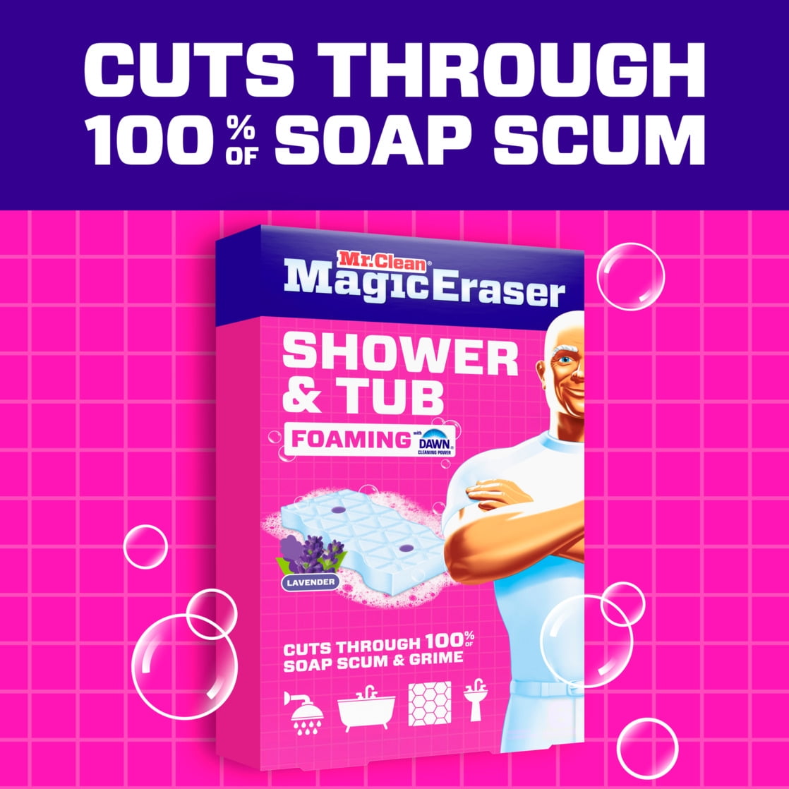 Mr. Clean Magic Eraser Sponge, Bathroom Cleaner, Lavender, 8 Count