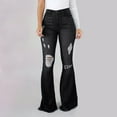 thumbnail image 2 of FYDUU Flare Jeans for Women 90s Skinny Ripped Bell Bottom Jeans Vintage Ripped Distressed Jeans High Waisted Flared Denim Pants For Women Stretchy Denim Pants, 2 of 6