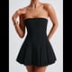 thumbnail image 5 of Vestido Corto Ajustado de Corte A Sin Mangas, Sexy, con Pliegues y Sin Tirantes para Mujer, Estilo Y2K Negro L, 5 of 8