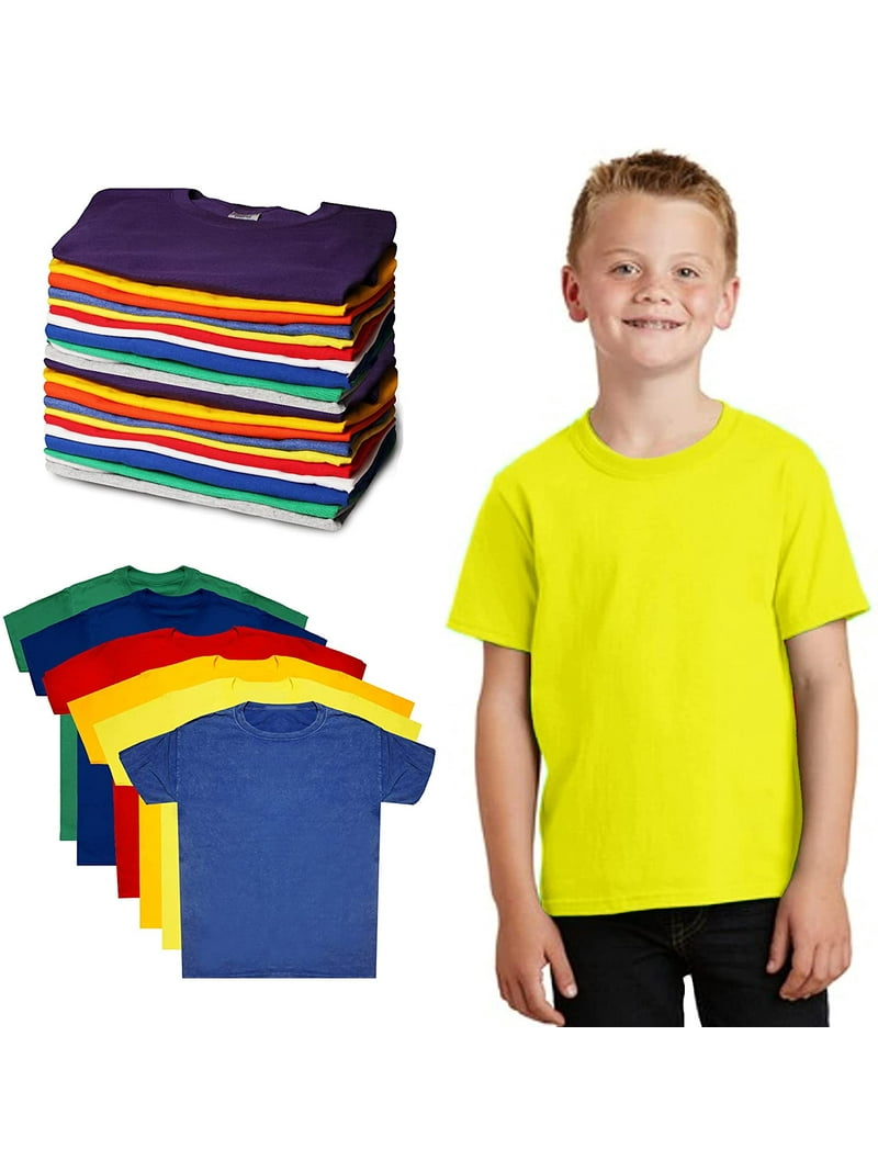 SOCKS'NBULK Kids Assorted Bulk T-Shirts Wholesale Assorted Sizes, Colorful Cotton Crew Neck Boys Girls - Walmart.com