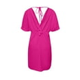 thumbnail image 5 of 2025 Women's Chiffon Swimsuit Cover Up Dress - Short Sleeve, V Neck, Button Adjustable, Drawstring Waist, 5 of 5