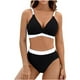 thumbnail image 1 of Conjunto de Bikini de Cintura Alta para las Mujeres Bloque de Color Cruzando Suspensiones, Traje de Baño de Moda sin Espalda Sexy, 1 of 5