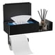 thumbnail image 1 of Caja de pañuelos de acero inoxidable negra soporte para teléfono móvil baño baño soporte de rollo de pañuelos montado en la pared, 1 of 5