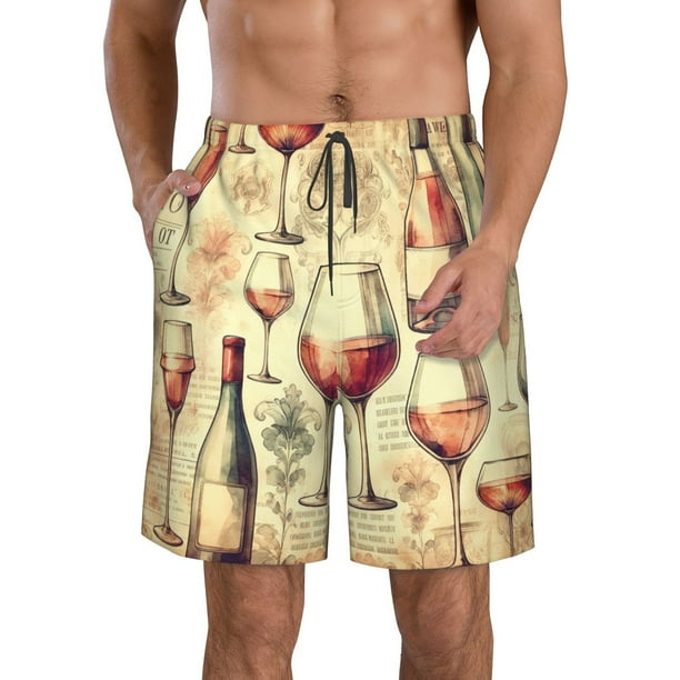 Fotbe Wine Trajes de Baño Estampados para Hombre, Shorts de Verano de Secado Rápido, Ropa de Playa, Bañadores-Large